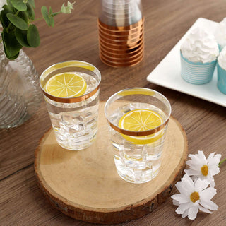 Perfect for Any Event - Rose Gold Rim Clear Plastic Party Cups Perfect for Any Event - Rose Gold Rim Clear Plastic Party Cups