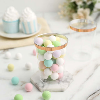 Elegant Rose Gold Rim Clear Plastic Party Cups Elegant Rose Gold Rim Clear Plastic Party Cups