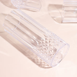 Clear Crystal Cut Reusable Plastic Cocktail Tumblers - Perfect for Any Occasion