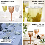 6 Pack | Blush/Rose Gold 8oz Plastic Wine Glasses, Disposable Goblets