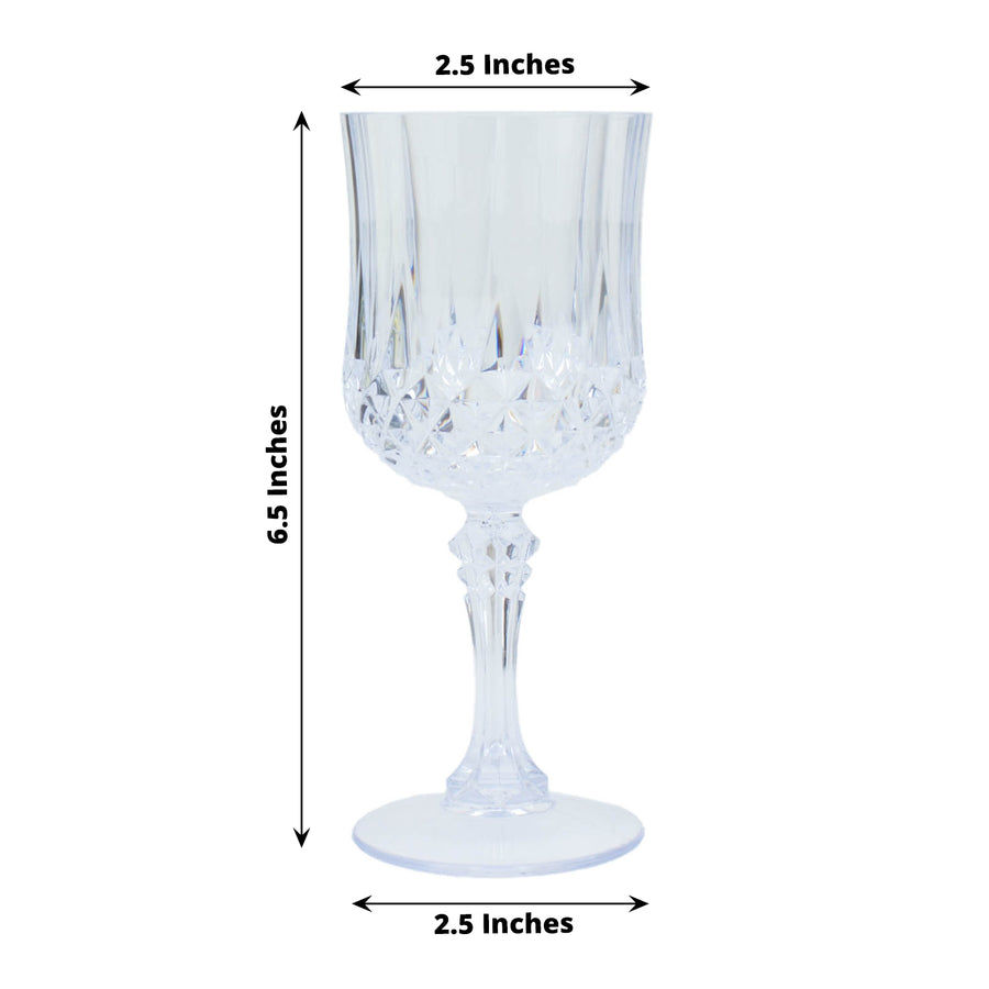 6 Pack | 8oz Clear Crystal Cut Reusable Plastic Cocktail Goblets
