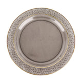 10 Pack | 7.5inch Opaque Black Hammered Design Plastic Salad Plates With Gold Rim#whtbkgd