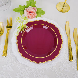 Elevate Your Table Settings with Burgundy Plastic Dessert Plates