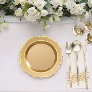 Elegant Gold Plastic Dessert Salad Plates for Stylish Table Settings