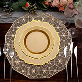 10 Pack 8inch Gold Plastic Dessert Salad Plates, Disposable Tableware Round With Gold Scalloped Rim