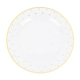 10inch Clear With Gold Dot Rim Plastic Dinner Plates, Round Disposable Tableware Plates#whtbkgd