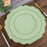 10 Pack | 8inch Sage Green Hard Plastic Dessert Appetizer Plates, Disposable Tableware