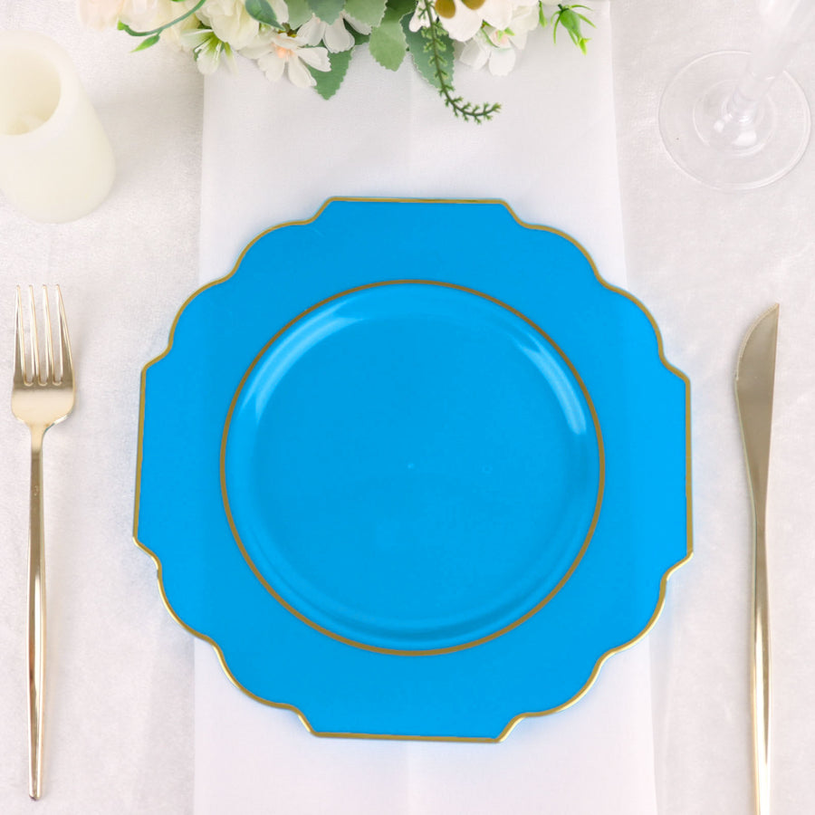 Hard Plastic Dessert Appetizer Plates, Disposable Tableware, Baroque Heavy Duty Salad Plates