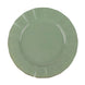 10 Pack | 11 Dusty Sage Disposable Dinner Plates With Gold Ruffled Rim,Plastic Party Plates#whtbkgd