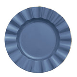 10 Pack | 9inch Ocean Blue Heavy Duty Disposable Dinner Plates Gold Rim, Plastic Dinnerware#whtbkgd