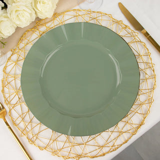 Dusty Sage Green Disposable Dinner Plates for Elegant Events