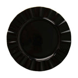 9inch Black Heavy Duty Disposable Dinner Plates with Gold Ruffled Rim, Plastic Dinnerware#whtbkgd