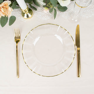 Elegant and Durable Gold Ruffled Rim Dinner Plates