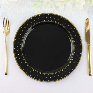Elegant Black and Gold Disposable Dinner Plates Elegant Black and Gold Disposable Dinner Plates