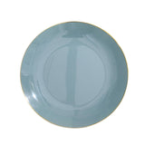 10 Pack | 10inch Glossy Dusty Blue Round Disposable Dinner Plates With Gold Rim#whtbkgd