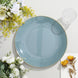 10 Pack | 10inch Glossy Dusty Blue Round Disposable Dinner Plates With Gold Rim