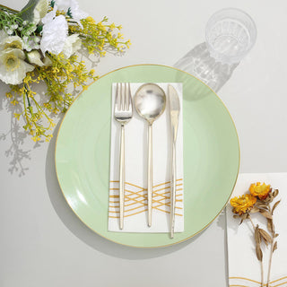 Add a Touch of Elegance with Glossy Sage Green Round Disposable Dinner Plates