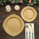 10 Pack | 10inch Gold Leaf Embossed Baroque Plastic Dinner Plates, Vintage Round Dinner Plates