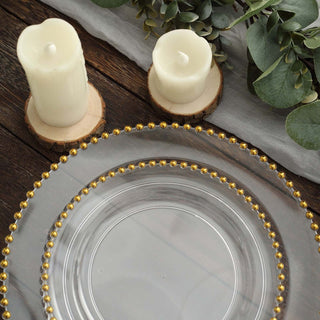 Elegant Clear / Gold Beaded Rim Disposable Salad Plates Elegant Clear / Gold Beaded Rim Disposable Salad Plates