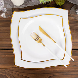 Premium White/Gold Plastic Dinnerware for All Occasions