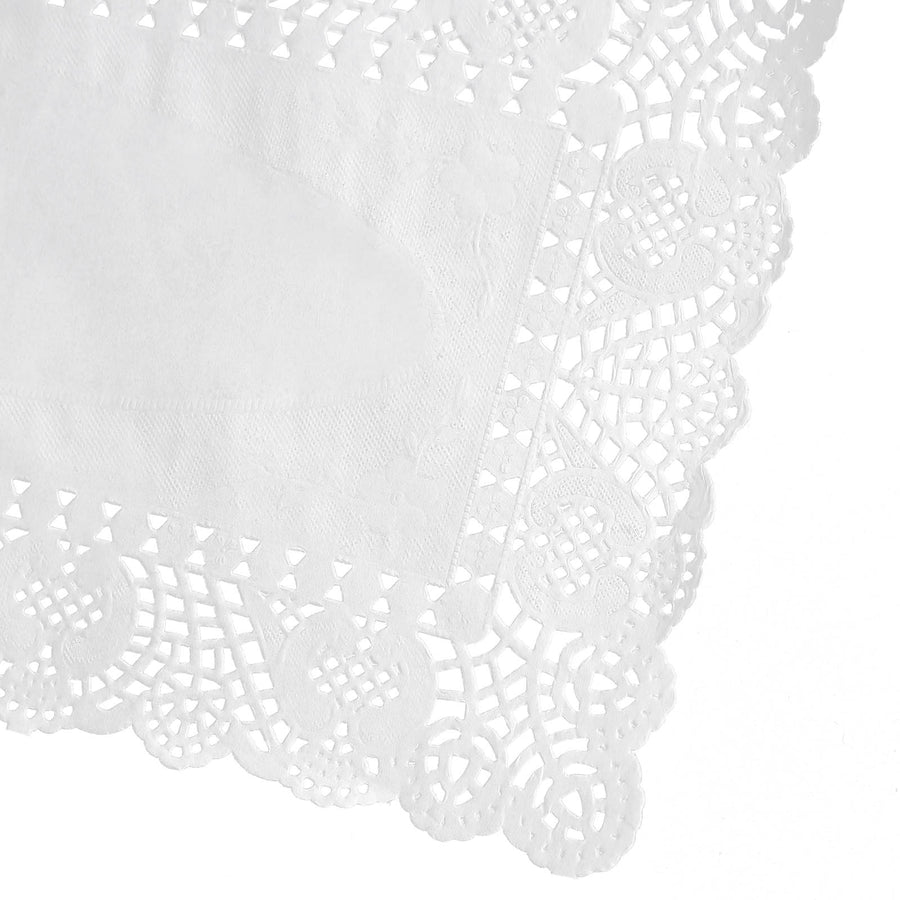 100 Pcs | 6inch x 12inch Rectangle White Lace Paper Doilies, Food Grade Paper Placemats