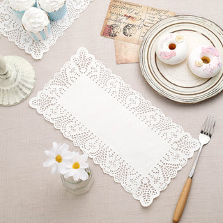 Versatile and Stylish 6x12 Rectangle White Lace Paper Doilies