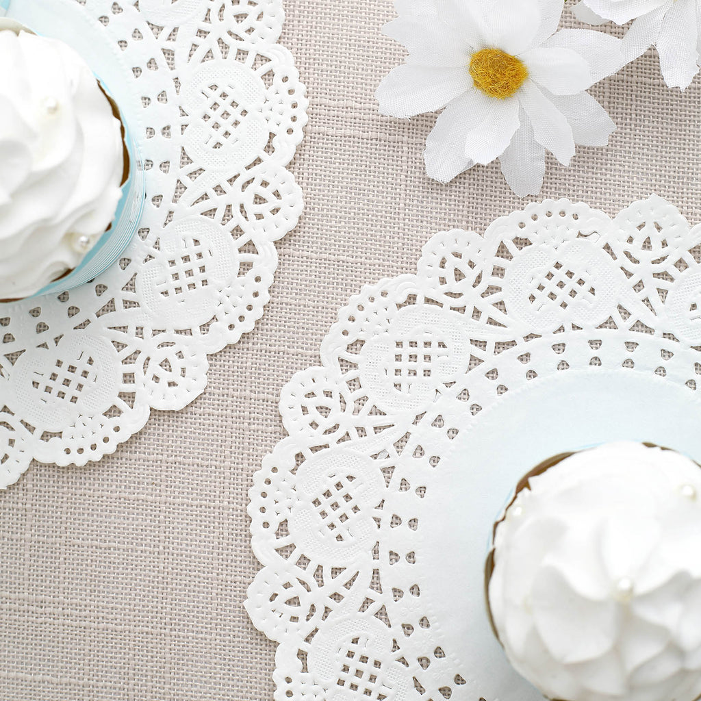 White Round Lace Paper Doilies Disposable Lace Placemats for Food, Cakes,  Desserts, and Baked Treats(6 inch, Pack of 100)