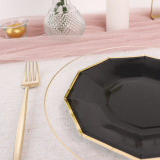 Black Geometric Dessert Salad Paper Plates