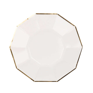 White octagonal plate with gold accents