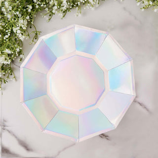 Elegant Iridescent Geometric Dinner Paper Plates Elegant Iridescent Geometric Dinner Paper Plates