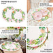 25 Pack | Rose/Peony 9inch Flower Wreath Dinner Paper Plates, Disposable Party Plates