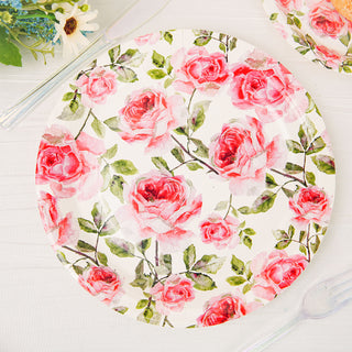 Rose Flower Bouquet Design Premium Dinner Paper Plates - Add Elegance to Your Table