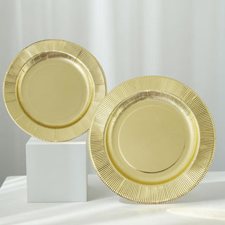 Create a Stunning Table Setup with Metallic Gold Sunray Serving Dinner Paper Plates