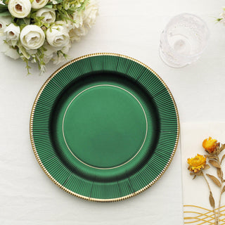 Elegant Hunter Emerald Green Sunray Dinner Plates