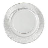 25 Pack | Metallic Silver Sunray 10inch Serving Dinner Paper Plates, Disposable Party Plates#whtbkgd