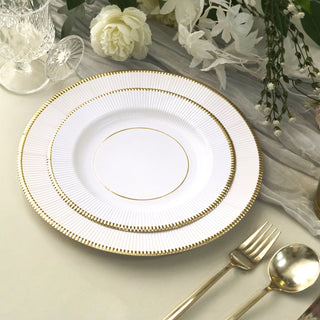 Elegant White Sunray Gold Rimmed Serving Dinner Paper Plates