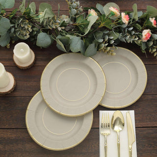 Stunning Taupe Gold Disposable Party Plates Stunning Taupe Gold Disposable Party Plates