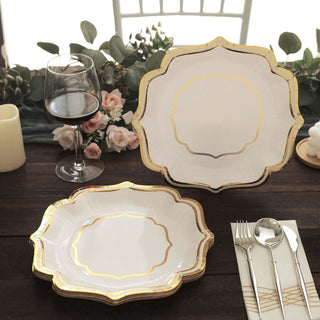 Elevate Your Table Decor with White/Gold Scallop Rim Paper Plates Elevate Your Table Decor with White/Gold Scallop Rim Paper Plates