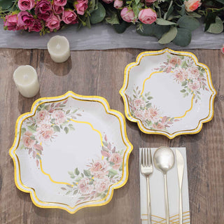 Elevate Your Event Decor with White / Gold Floral Paper Plates