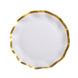 25 Pack | 10inch Matte White / Gold Wavy Rim Disposable Dinner Plates, Paper Party Plates#whtbkgd