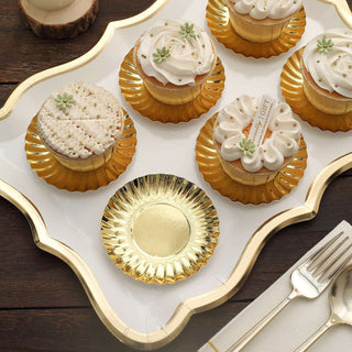 Add a Touch of Elegance to Your Event with Metallic Gold Scalloped Rim Mini Paper Plates Add a Touch of Elegance to Your Event with Metallic Gold Scalloped Rim Mini Paper Plates