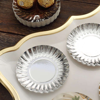 Convenience and Style Combined - Round Metallic Silver Disposable Dessert Plates Convenience and Style Combined - Round Metallic Silver Disposable Dessert Plates