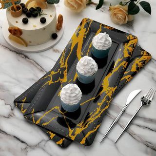 Stylish and Durable Black/Gold Marble Trays