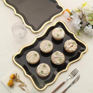 Convenient and Stylish Black / Gold Disposable Party Platters