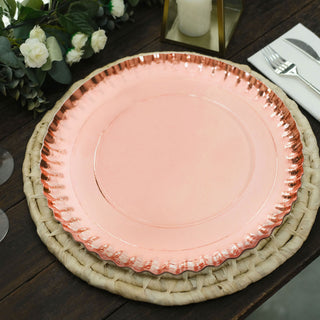 Dine in Style with Rose Gold Disposable Round Charger Plates