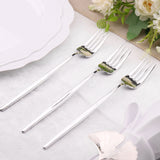 Glossy Silver Heavy Duty Plastic Silverware Forks, Shiny Cutlery, Premium Disposable Flatware