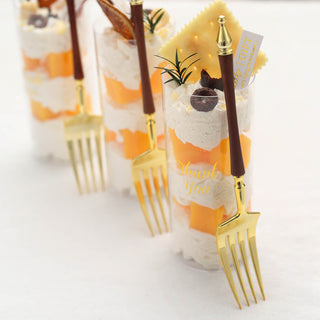 Add Elegance to Your Table with Gold/Brown Plastic Dessert Forks