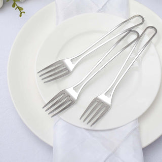 Elegant Silver Modern Hollow Handle Design Plastic Forks Elegant Silver Modern Hollow Handle Design Plastic Forks