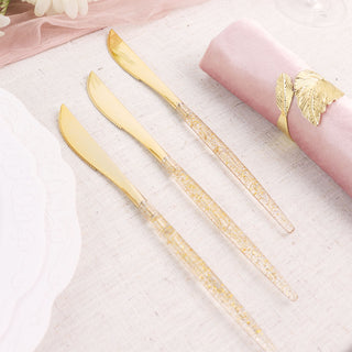 Add a Touch of Glamour with Gold Glittered Disposable Knives