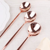 Glossy Blush/Rose Gold Heavy Duty Plastic Silverware Spoons, Premium Disposable Flatware Cutlery